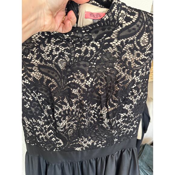 Chi Chi London Plus Size 16 Black Lace Fit Flare Dress Sleeveless Party Cocktail - Picture 6 of 6